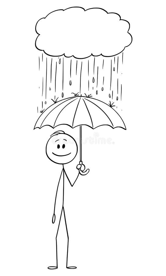 Mais menos ou igual com guarda-chuvas e nuvens de desenhos animados