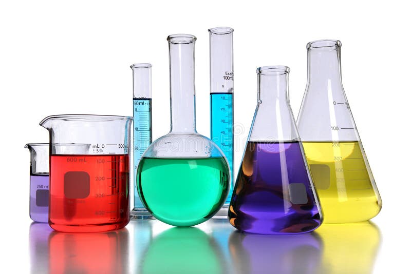 Vetreria per laboratorio con i liquidi fotografie stock libere da diritti Vetreria per laboratorio con i liquidi fotografie stock libere da diritti
