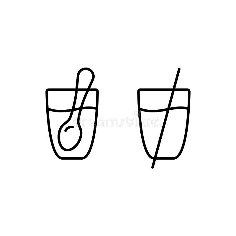 Glass with drink, spoon. Linear icons set for microwave oven instruction. Black simple illustration of rule of heating liquid in cup. Contour isolated vector pictogram on white background. Glass with drink, spoon. Linear icons set for microwave oven instruction. Black simple illustration of rule of heating liquid in cup. Contour isolated vector pictogram on white background