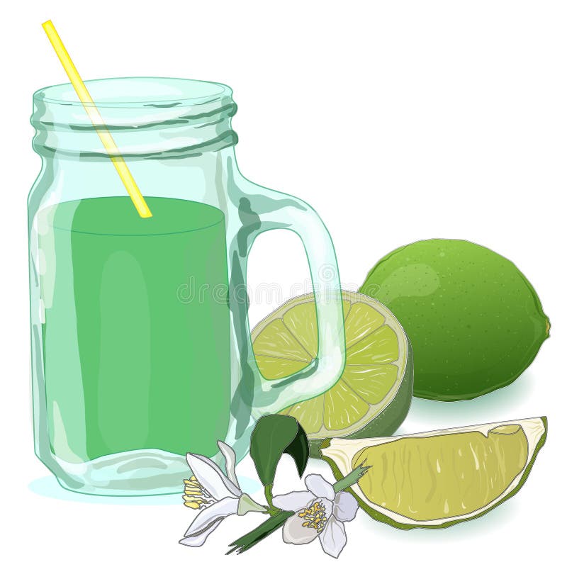 Vetro con il succo di cedro Calce fresca illustrazione di stock Vetro con il succo di cedro Calce fresca illustrazione di stock
