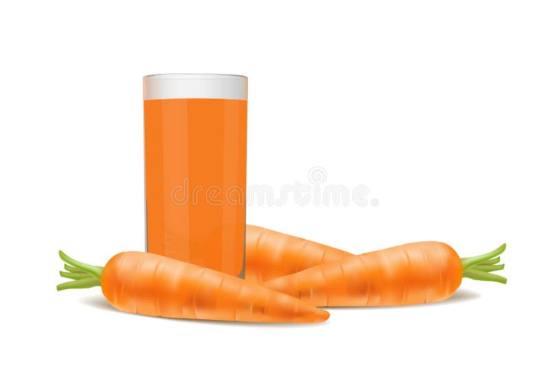 Vetro del succo di carota e delle carote fresche su fondo bianco illustrazione vettoriale Vetro del succo di carota e delle carote fresche su fondo bianco illustrazione vettoriale