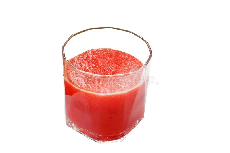 Vetro del succo del frullato dell'anguria isolato su fondo bianco fotografia stock libera da diritti Vetro del succo del frullato dell'anguria isolato su fondo bianco fotografia stock libera da diritti