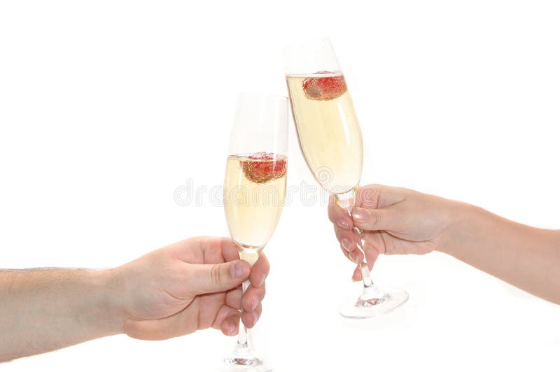 Vetro di champagne con la fragola immagine stock Vetro di champagne con la fragola immagine stock