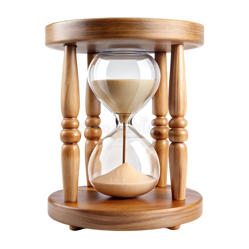 Vetro di legno elegante con sabbia che scorre rappresenta il concetto di passaggio di tempo in isolamento royalty illustrazione gratis