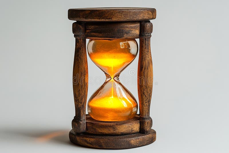 Vetro di legno elegante con sabbia luminosa che simboleggia il tempo illustrazione vettoriale