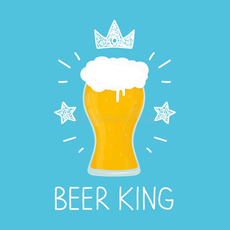 Vetro di re di birra fumetto di vettore piano e illustrazione di stock Vetro di re di birra fumetto di vettore piano e illustrazione di stock