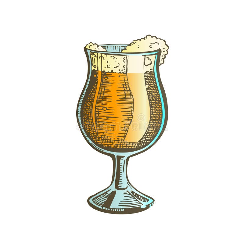 Vetro disegnato a mano su colore della gamba con il vettore della birra della schiuma royalty illustrazione gratis Vetro disegnato a mano su colore della gamba con il vettore della birra della schiuma royalty illustrazione gratis