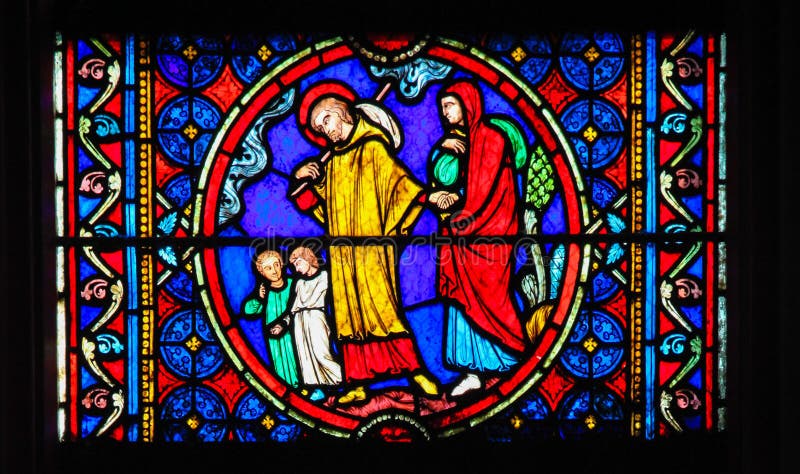 Vetro macchiato - durata di Saint Joseph fotografia stock libera da diritti Vetro macchiato - durata di Saint Joseph fotografia stock libera da diritti