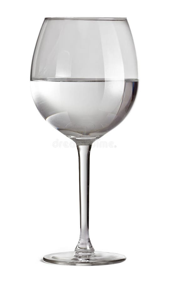 Vetro pieno a metà per vino isolato su fondo bianco con il percorso di ritaglio Vetro con acqua immagini stock libere da diritti Vetro pieno a metà per vino isolato su fondo bianco con il percorso di ritaglio Vetro con acqua immagini stock libere da diritti