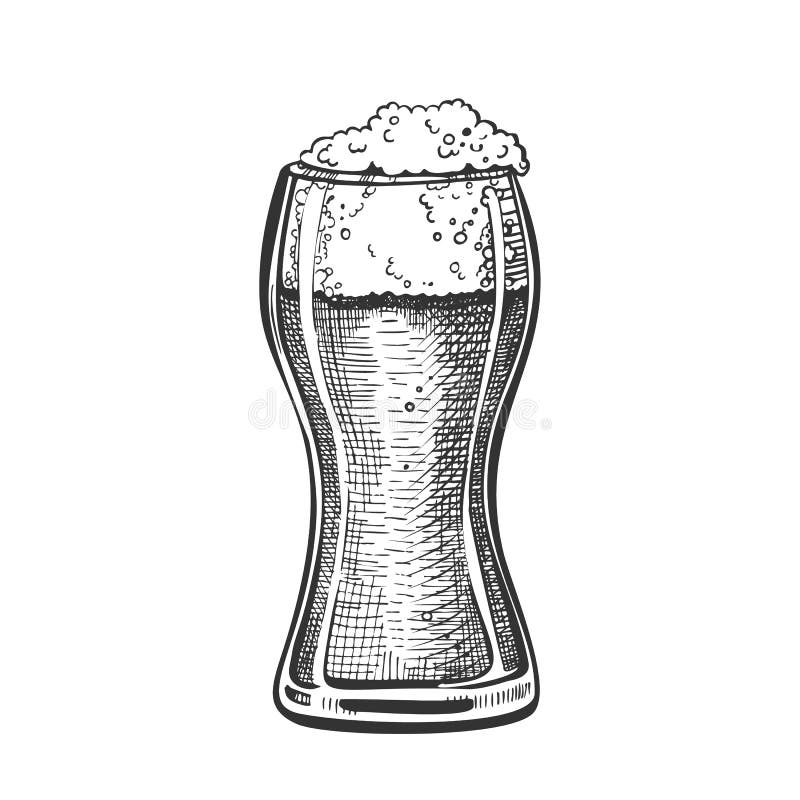Vetro standard tirato del pub con il vettore della birra della schiuma royalty illustrazione gratis Vetro standard tirato del pub con il vettore della birra della schiuma royalty illustrazione gratis