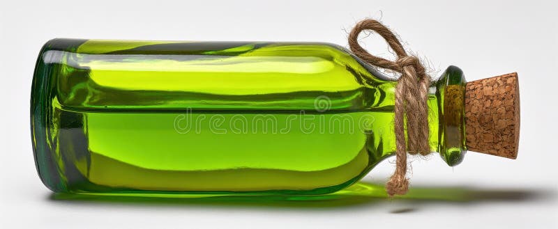 Vetro verde con sughero e spago legato intorno al colloImmagine generata dall'AI immagine stock libera da diritti