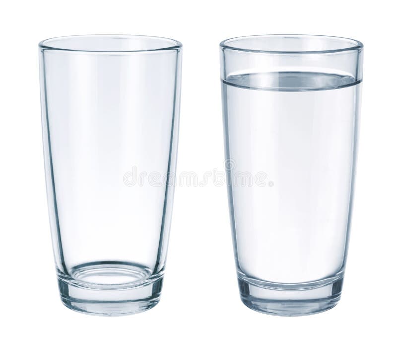 Vetro vuoto e vetro con acqua immagini stock libere da diritti Vetro vuoto e vetro con acqua immagini stock libere da diritti