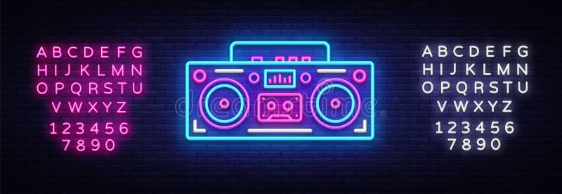 Vettore al neon dell'insegna del registratore Simbolo d'ardore al neon di retro musica, retro insegna della luce di stile 80-90s, royalty illustrazione gratis Vettore al neon dell'insegna del registratore Simbolo d'ardore al neon di retro musica, retro insegna della luce di stile 80-90s, royalty illustrazione gratis