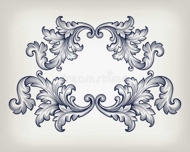 Vettore barrocco d'annata dell'ornamento del rotolo della struttura illustrazione di stock Vettore barrocco d'annata dell'ornamento del rotolo della struttura illustrazione di stock