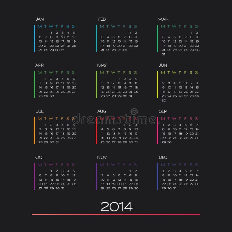 Vettore del calendario 2014 illustrazione di stock