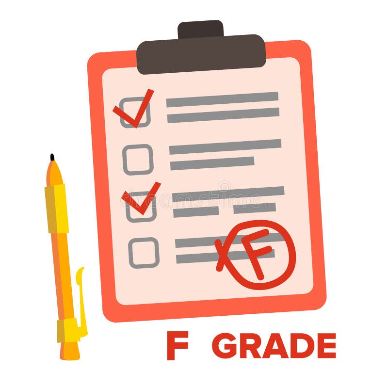 Vettore del grado di F Esame Mark Isolated Flat Cartoon Illustration di venire a mancare royalty illustrazione gratis Vettore del grado di F Esame Mark Isolated Flat Cartoon Illustration di venire a mancare royalty illustrazione gratis