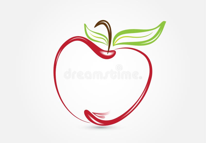 Vettore del logo per l'arte della linea di silhouette di mele illustrazione vettoriale