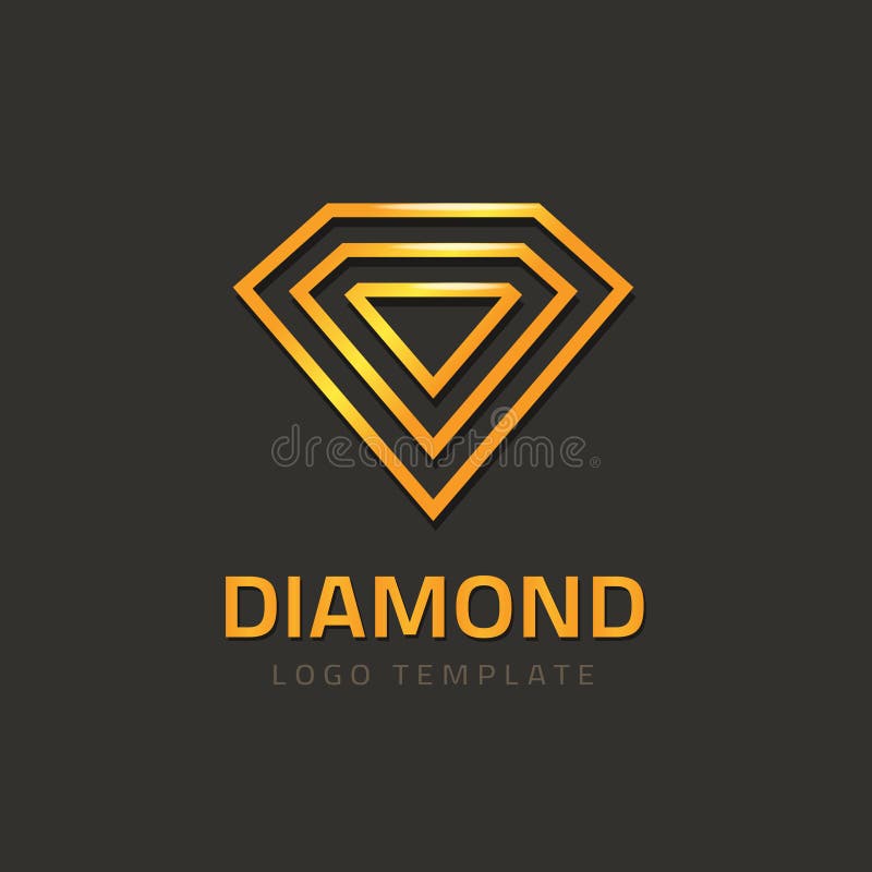 Vettore del logotype del diamante, concetto dorato di logo del gioiello della marca dei gioielli