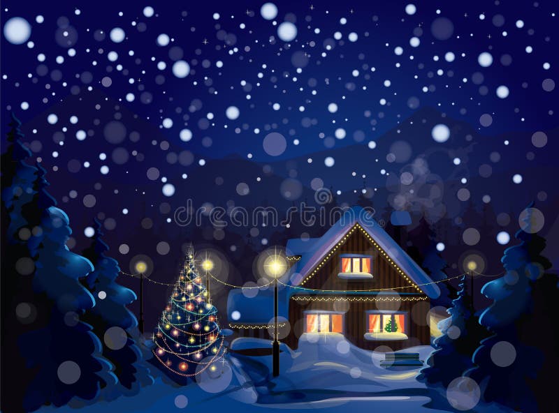 Buon Natale Paesaggi.Vettore Del Paesaggio Di Inverno Buon Natale Illustrazione Vettoriale Illustrazione Di Background Immagine 30405676