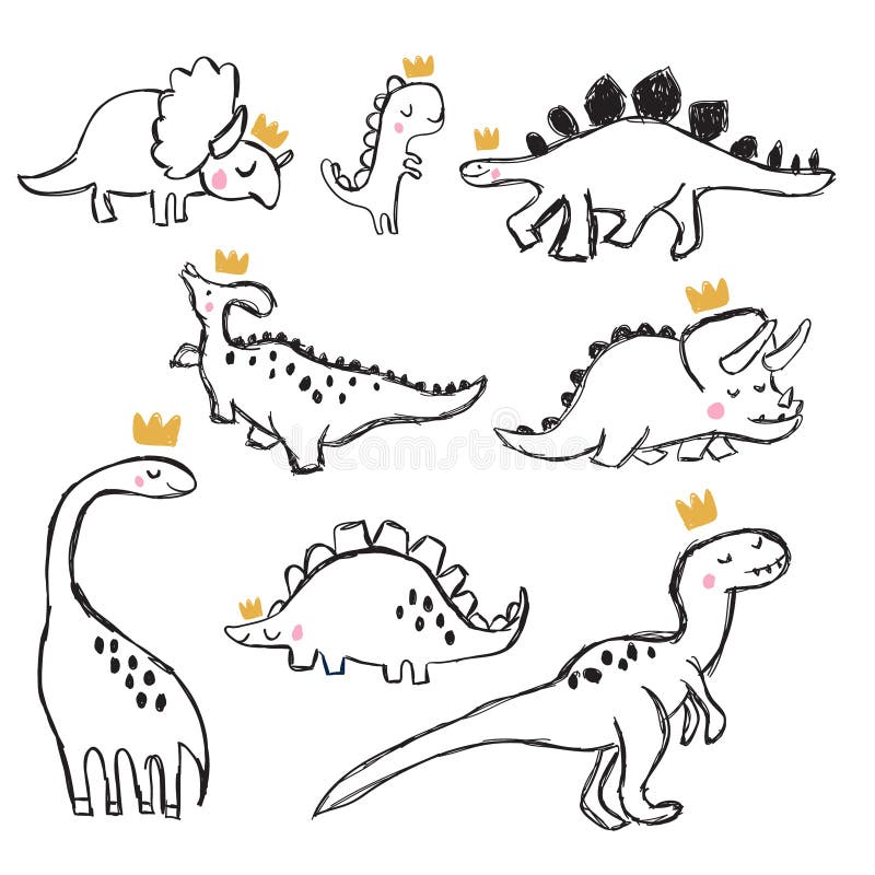 Vettore Dell Illustrazione Del Dinosauro Del Disegno Della Mano Illustrazione Vettoriale Illustrazione Di Dissipato Doodle