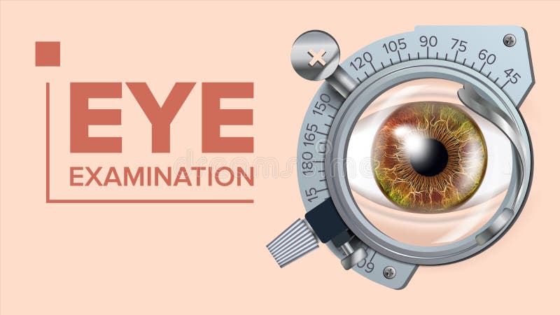 Vettore dell'insegna della prova dell'occhio Dispositivo di correzione Optometrista Check Verifichi l'illustrazione