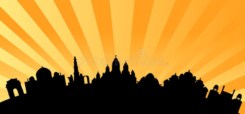 Vettore dell'orizzonte dei limiti di Delhi illustrazione vettoriale Vettore dell'orizzonte dei limiti di Delhi illustrazione vettoriale