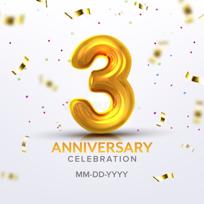 Vettore di numero di celebrazione di nascita di terzo anniversario illustrazione di stock Vettore di numero di celebrazione di nascita di terzo anniversario illustrazione di stock