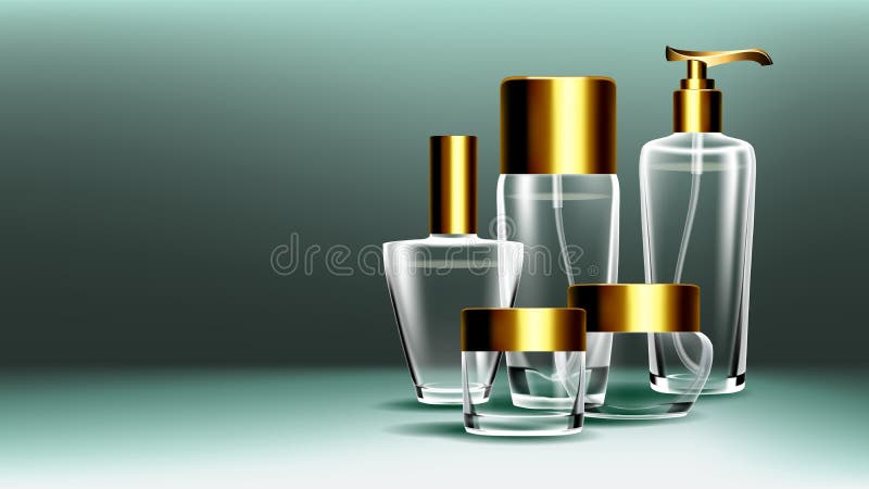 Vettore di vetro cosmetico dell'insegna Bottiglia Barattolo premio Profumo, essenza 3D ha isolato il modello realistico trasparen illustrazione vettoriale Vettore di vetro cosmetico dell'insegna Bottiglia Barattolo premio Profumo, essenza 3D ha isolato il modello realistico trasparen illustrazione vettoriale