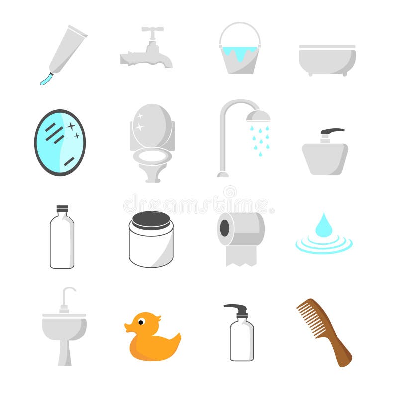 Vettore fissato icone della toilette e del bagno royalty illustrazione gratis Vettore fissato icone della toilette e del bagno royalty illustrazione gratis