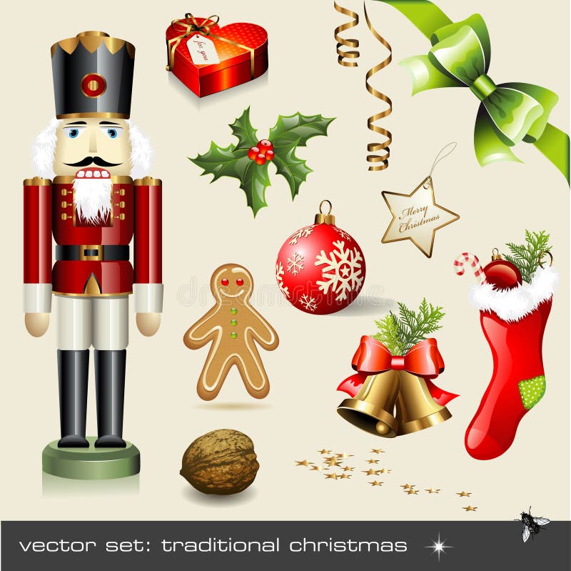 Vettore fissato: natale tradizionale royalty illustrazione gratis Vettore fissato: natale tradizionale royalty illustrazione gratis