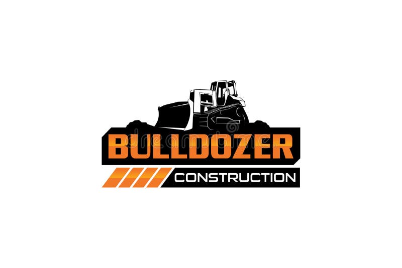 Vettore modello logo bulldozer. vettore di logo per apparecchiature pesanti per la società di costruzione. illustrazione di un esc