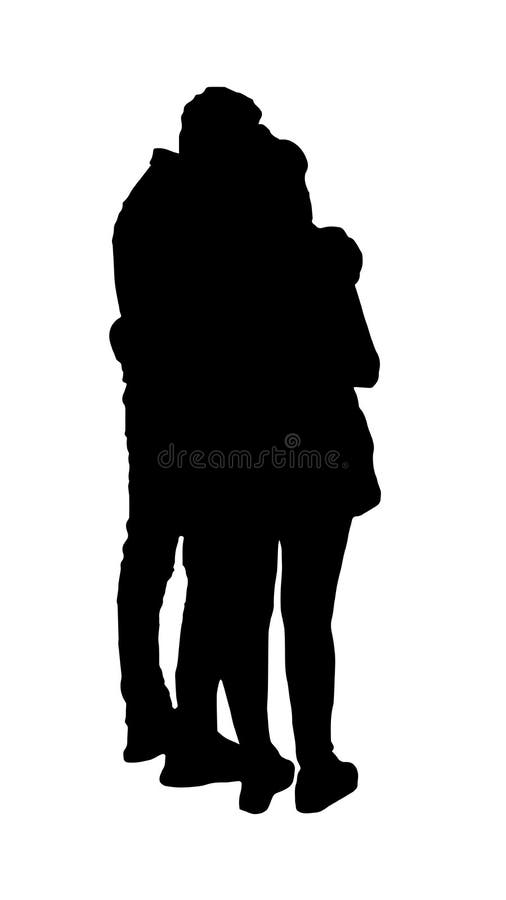 Vettore nero della siluetta - giovane condizione dell'uomo e della donna delle coppie abbracciata illustrazione di stock Vettore nero della siluetta - giovane condizione dell'uomo e della donna delle coppie abbracciata illustrazione di stock