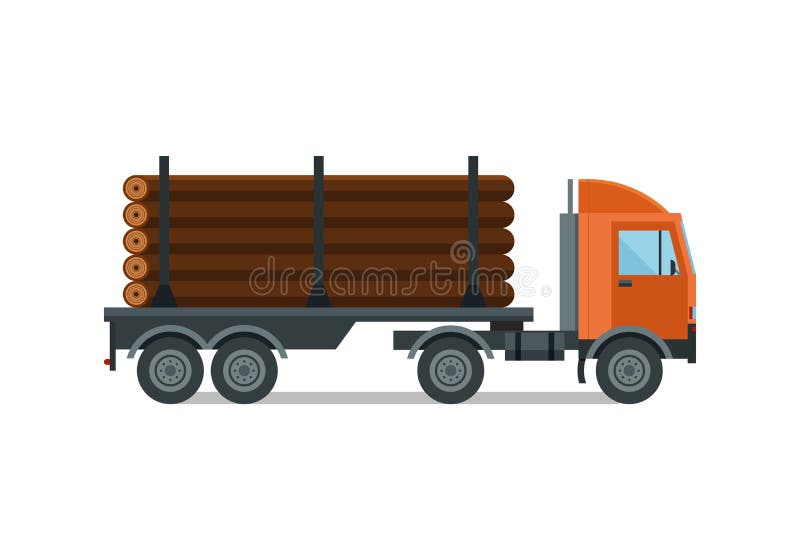 Vettore registrante caricato pesante del camion del legname royalty illustrazione gratis Vettore registrante caricato pesante del camion del legname royalty illustrazione gratis