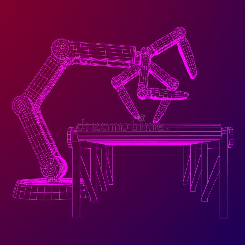 Vettore robot del trasportatore a rulli e del braccio royalty illustrazione gratis Vettore robot del trasportatore a rulli e del braccio royalty illustrazione gratis