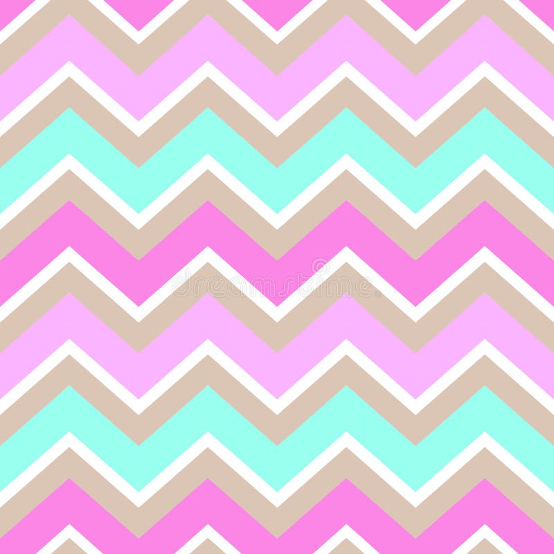 Vettore senza cuciture marrone rosa bianco del modello del turchese di Chevron royalty illustrazione gratis