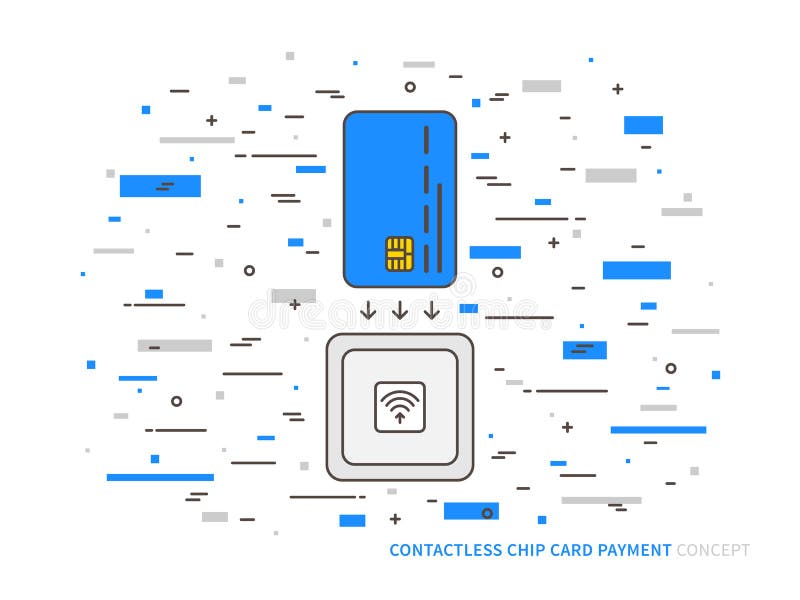 Vettore variopinto del lettore senza contatto della chip card di EMV illustrazione di stock Vettore variopinto del lettore senza contatto della chip card di EMV illustrazione di stock