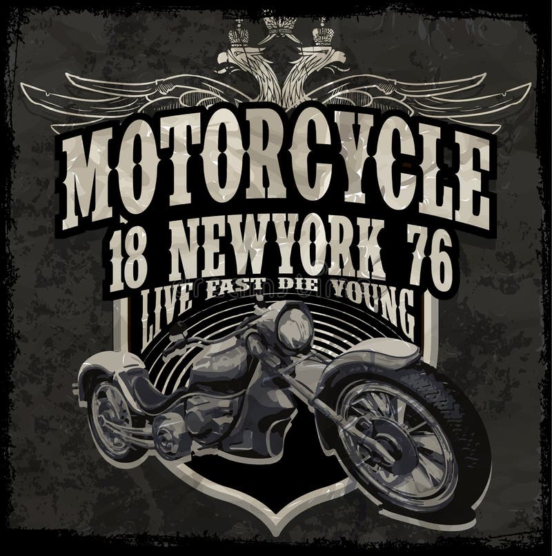 Vettori d'annata dei grafici della maglietta del motore di tipografia del motociclo illustrazione vettoriale Vettori d'annata dei grafici della maglietta del motore di tipografia del motociclo illustrazione vettoriale