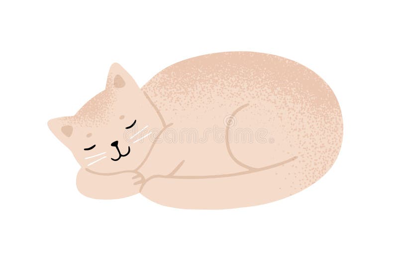 Vettoriale di pattinaggio di feltro beige rilassato, a forma piatta. animale domestico carino che giace a riposo, isolato sul illustrazione di stock