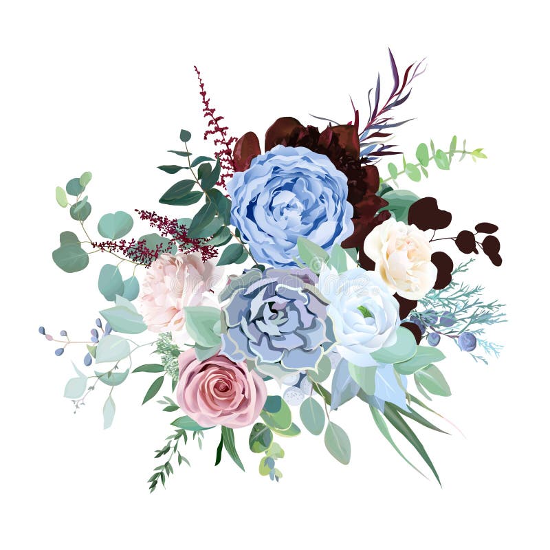 Vettoriale floreale elegante bouquet con peonia rossa burgundy royalty illustrazione gratis