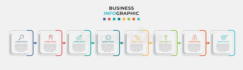 Vettoriale modello struttura infografica aziendale con icone e 8 opzioni o passaggi royalty illustrazione gratis