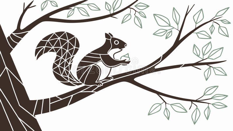Veveriță curioasă pe ramură de copac simbolizând natura agilitate farmec vector design Generative AI stock illustration
