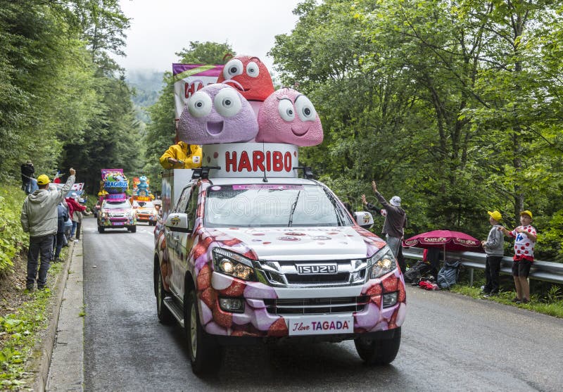 Veículos de Haribo - Tour de France 2014 imagem de stock royalty free Veículos de Haribo - Tour de France 2014 imagem de stock royalty free