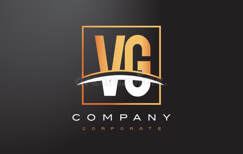 Vg V G Golden Letter Logo Design With Gold Square And Swoosh Stock Vector Illustration Of Concept Letter