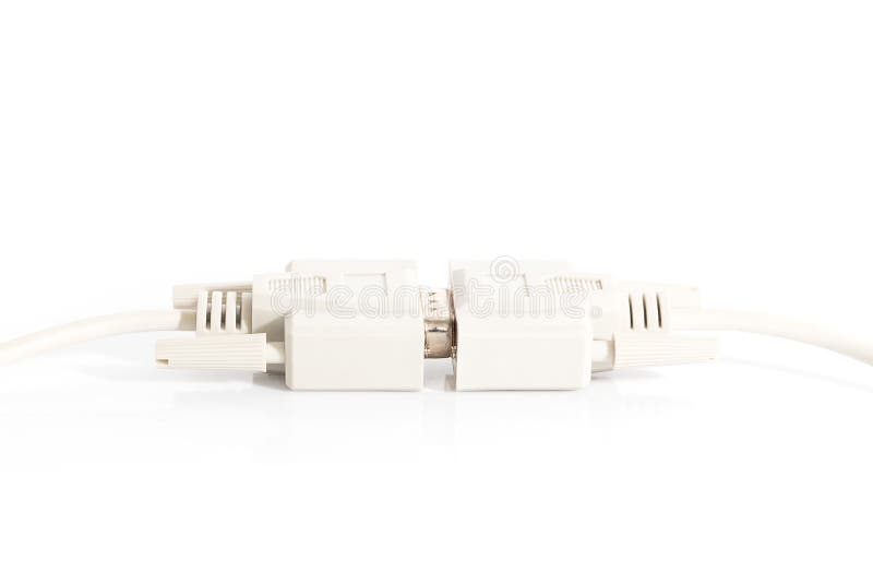 VGA input cable connector with white cord royalty free stock images