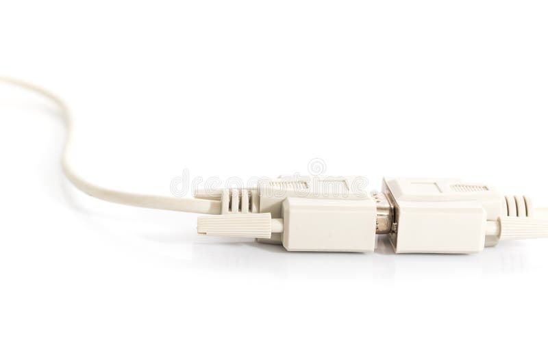 VGA input cable connector with white cord stock photo