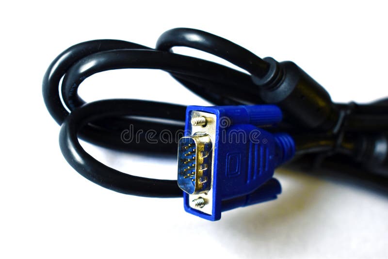New VGA cable for computer and monitor on white background royalty free stock photo