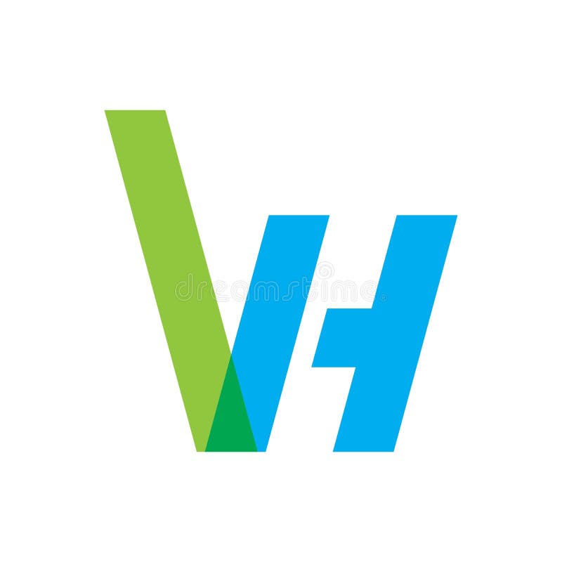 Vh initial logo with green and blue color logo vector icon illustration stock illustration