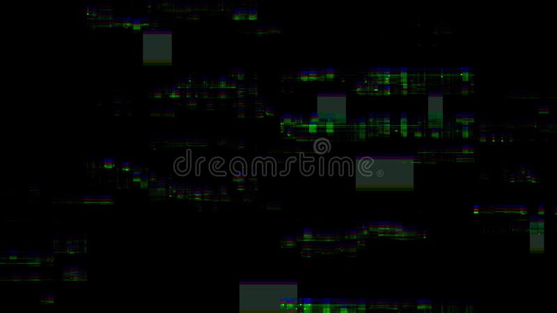VHS real defects noise and artifacts, glitches from an old tape, black screen stock illustration
