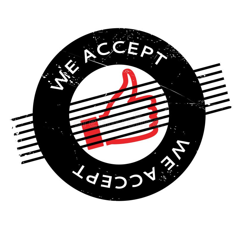 Vi accepterar den rubber stämpeln royaltyfri illustrationer Vi accepterar den rubber stämpeln royaltyfri illustrationer