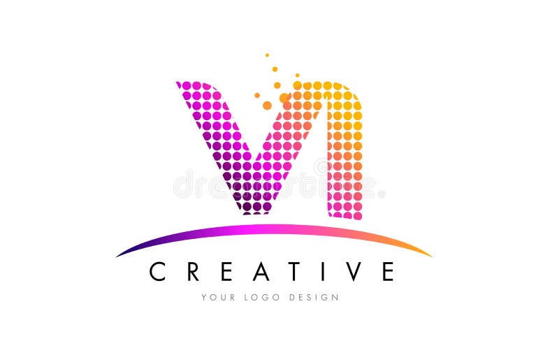 VI V eu rotulo Logo Design com pontos magentas e Swoosh ilustração do vetor VI V eu rotulo Logo Design com pontos magentas e Swoosh ilustração do vetor